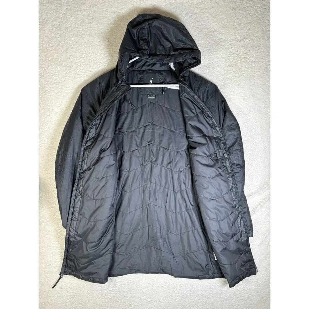 Nike Air Jordan Parka Jacket Mens Small Black Fly Hooded Primaloft Insulated Zip